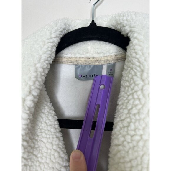 Athleta Apres Anything Vest Women's Tan Sherpa Fleece Lined Open Front Size Med - Picture 4 of 10